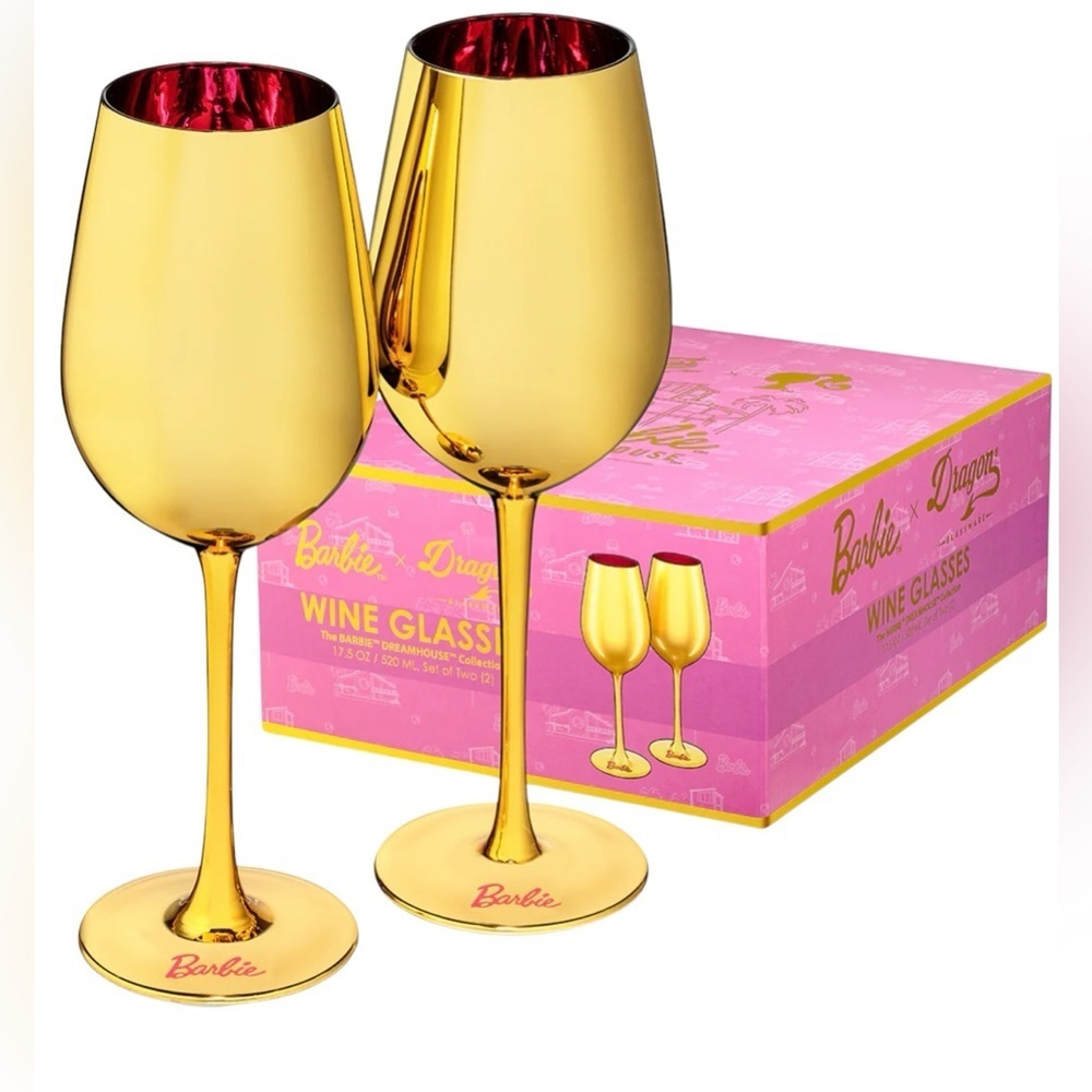 Barbie x Dragon Barbie Dreamhouse Collection Gold Wine Glass Set